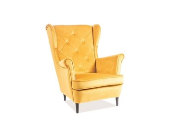 Сучасне крісло для вітальні LADY SIGNAL кольору каррі з підлокітниками.