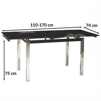 Прямокутний стіл із малюнком GD-017 SIGNAL 110-170x74 з розкладною стільницею чорний Польща