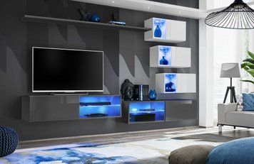 Комплект мебели в гостиную ASM Switch XXIV 27 GW SW24, графит матовый, графит глянцевый, белый матовый, белый глянцевый фото - artos.in.ua