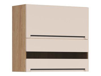 Шкаф кухонный навесной BRW Iris 80 &mdash; дуб хикори / alahamra мат, стеклянный фасад фото - artos.in.ua
