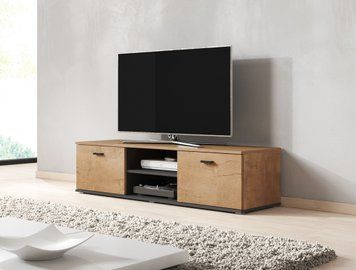 Тумба под телевизор CAMA SOHO 140 S4 &mdash; Дуб лефкас / Черный мат фото - artos.in.ua