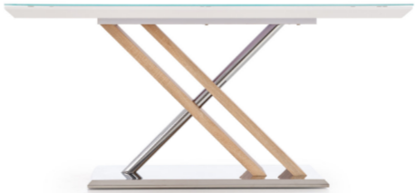 Стол обеденный в гостиную, кухню Nexus 160x90 стекло, МДФ белый/ламинированное МДФ дуб сонома Halmar Польша