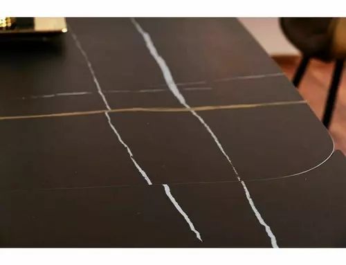 Обідній стіл Infinity Ceramic Signal 160&times;95&times;76, чорний, загартоване скло + кераміка фото - artos.in.ua