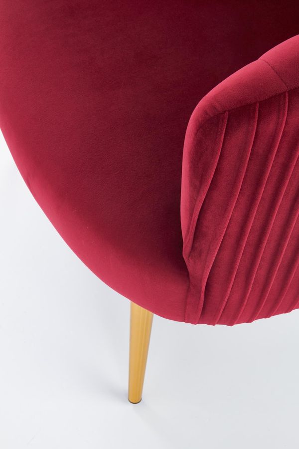 Крісло для відпочинку в вітальню, спальню Crown сталь золотий / оксамитова тканина бордовий Halmar Польща