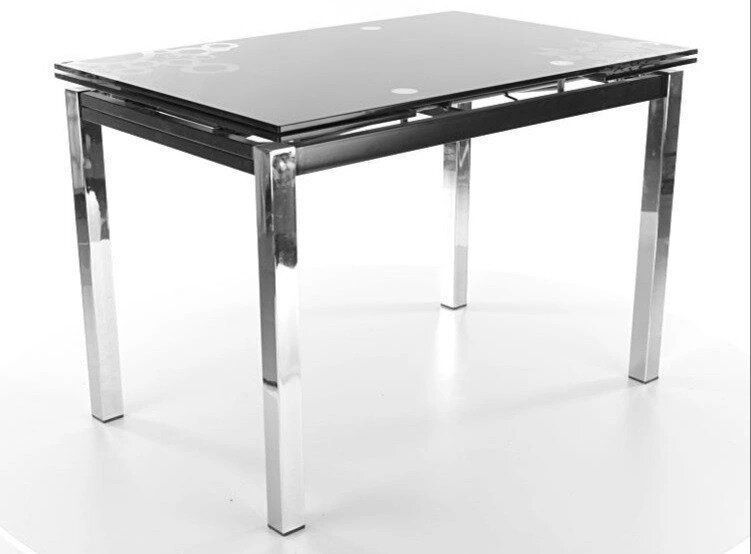 Розкладний обідній стіл GD-017 Signal 110&ndash;170&times;74, чорний, стільниця із загартованого скла фото - artos.in.ua
