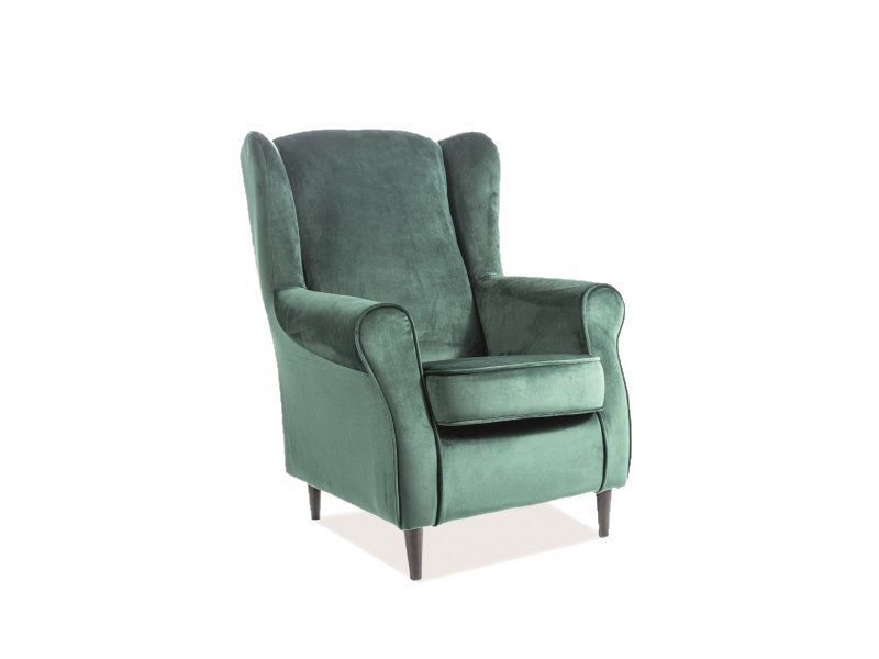 Роскошное мягкое кресло в спальню Baron SIGNAL зелёный велюр Польша