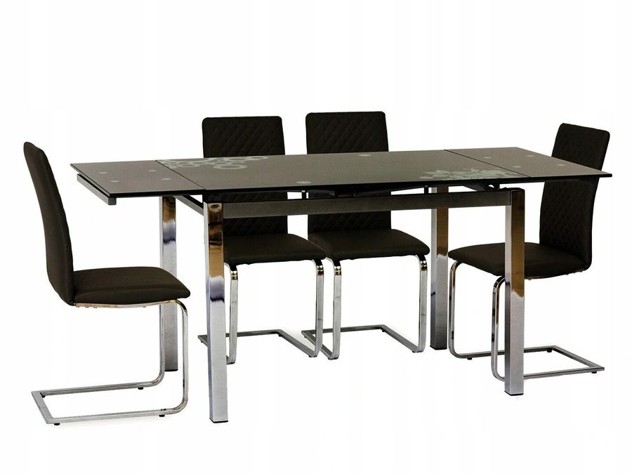 Прямоугольный стол с рисунком GD-017 SIGNAL 110-170x74 с раскладной столешницей черный Польша