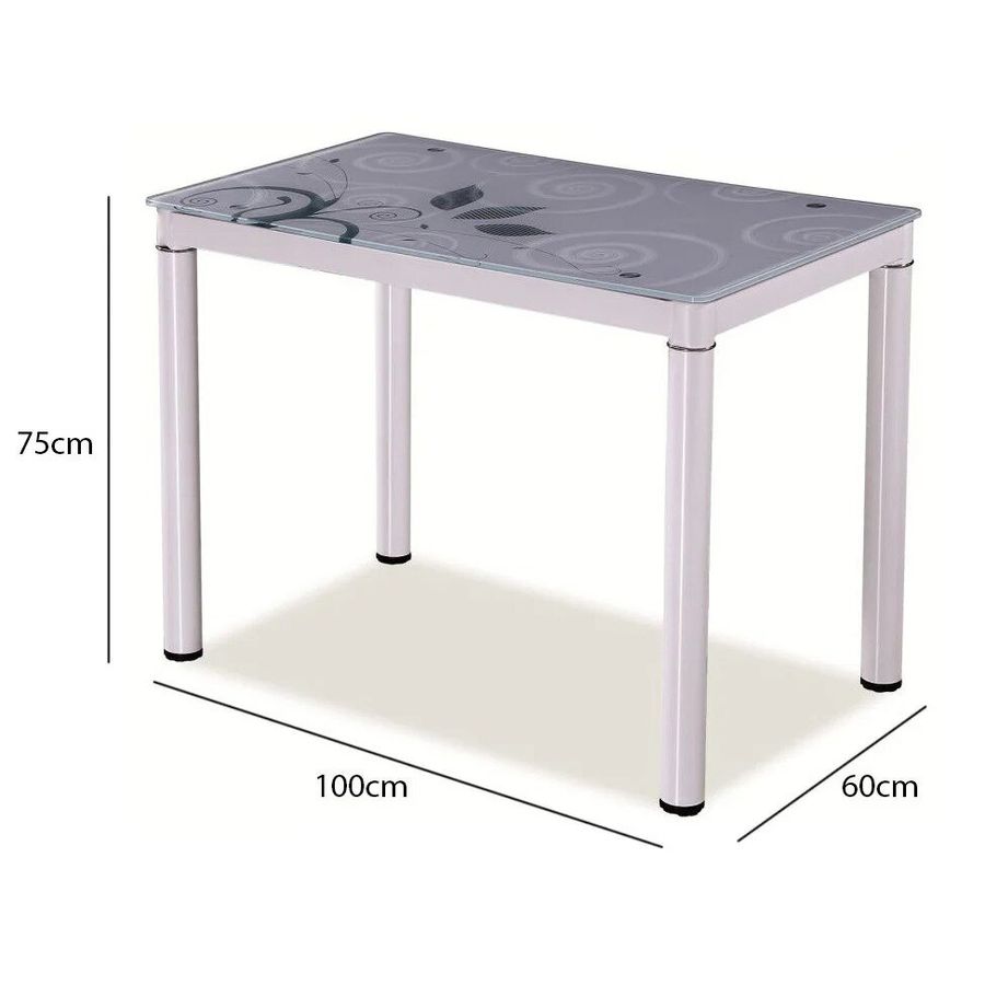 Белый кухонный стол с рисунком DAMAR SIGNAL 100X60 на хромированных ножках Польша