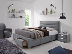 Двоспальні ліжка фото Розсувне ліжко з ящиками Ines SIGNAL 160x200 із сірої тканини в стилі хай-тек Польща - artos.in.ua