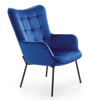 Крісло для відпочинку в вітальню, спальню Castel сталь чорний / оксамитова тканина темно-синій Halmar Польща