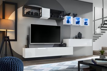 Комплект мебели в гостиную ASM Switch Met III 27 WS SWM 3 Белый матовый/Черный глянцевый из Польши