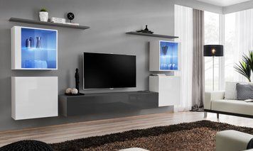 Комплект меблів у вітальню ASM Switch XIV 27 WG SW 14, білий матовий, білий глянсовий, графіт матовий, графіт глянцевий фото - artos.in.ua