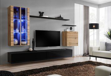 Комплект меблів у вітальню ASM Switch XII WTS SW 12, дуб Wotan, чорний фото - artos.in.ua