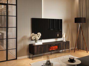 Тумба під телевізор CAMA VERA 190 EF з каміном &mdash; дуб бароковий рістретто, мат фото - artos.in.ua