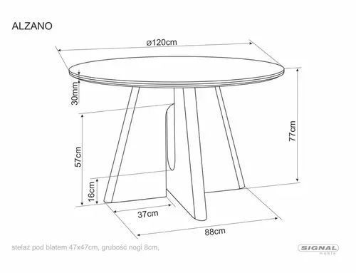 Обідній стіл Alzano Ceramic Signal &Oslash;120&times;77, білий глянець, МДФ + кераміка, горіх, МДФ + натуральний шпон фото - artos.in.ua