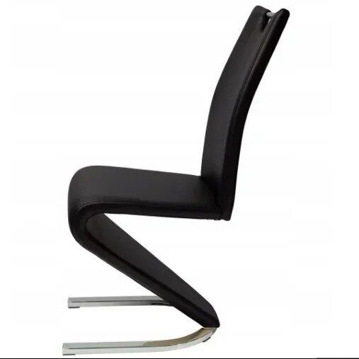 Дизайнерський стілець H-090 SIGNAL чорний метал хром/еко шкіра Польща