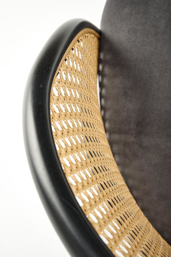 Металлический стул K508 бархатная ткань, синтетическая ротанга серый Halmar Польша