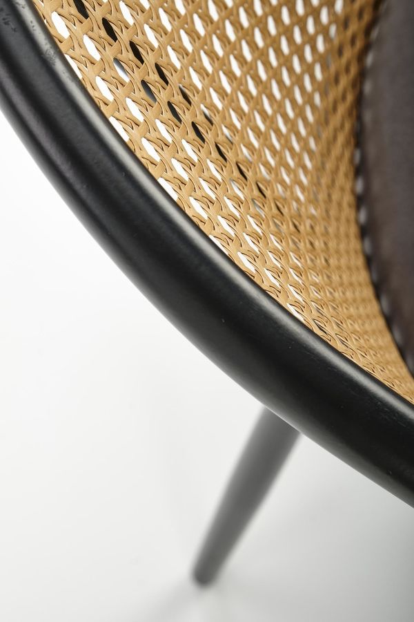 Металевий стілець K508 оксамитова тканина, синтетична ротанга сірий Halmar Польща