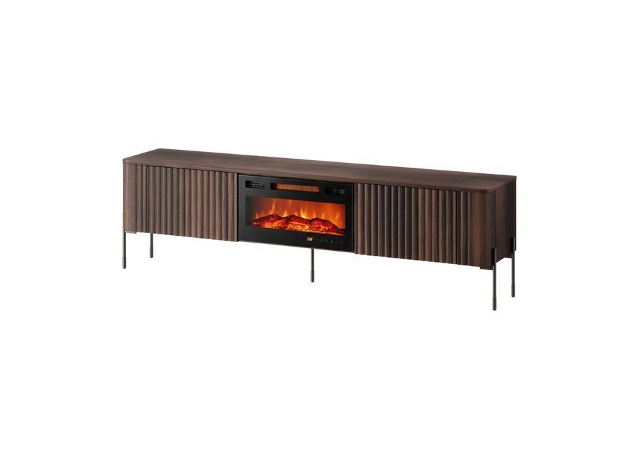 Тумба под телевизор CAMA VERA 190 EF с камином &mdash; дуб бароковый ристретто, мат фото - artos.in.ua