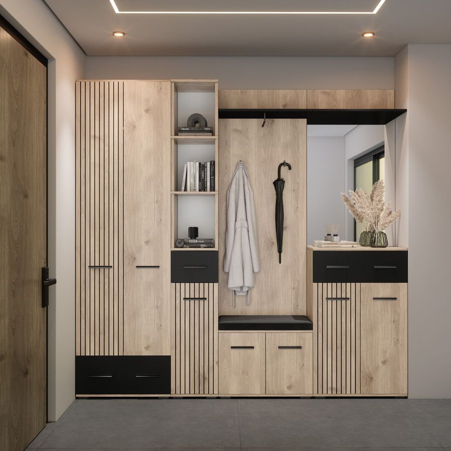 Пенал Амбре 1Д1Я 30&times;32&times;202,5 см Світ Меблів, дуб артизан/антрацит фото - artos.in.ua