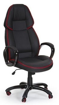 Кресло офисное Rubin механизм Tilt, пластик черный/перфорированная экокожа черный с красным Halmar Польша