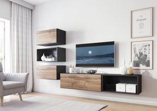 Стінка під телевізор у вітальню, в зал в стилі хай-тек Cama Roco 4 180x272x39 Антрацит/Дуб вотан фото - artos.in.ua