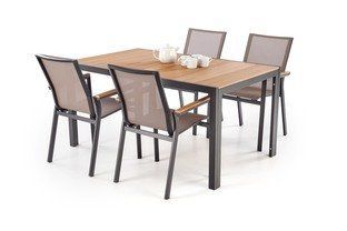 Садовий прямокутний стіл FIERRO 150&times;90 см коричневий / чорний фото - artos.in.ua