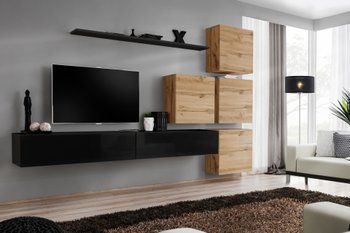 Комплект мебели в гостиную ASM Switch IX SWT SW 9 Черный/Дуб Вотан из Польши