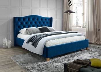 Двоспальні ліжка фото Двомісне ліжко Aspen 160 x 200 SIGNAL синій вельвет Польща - artos.in.ua