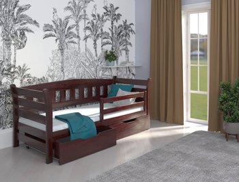 Односпальне дерев'яне ліжко з ящиками та бортиками ТЕДДІ LUNA - палісандр