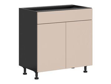 Тумба кухонная нижняя BRW Tabes 2 80 &mdash; чёрный / миндальный бежевый, 2 двери, с ящиком, тихое закрывание фото - artos.in.ua