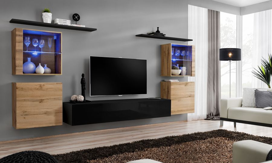Комплект мебели в гостиную ASM Switch XIV WTS SW 14 Дуб Вотан/Черный из Польши
