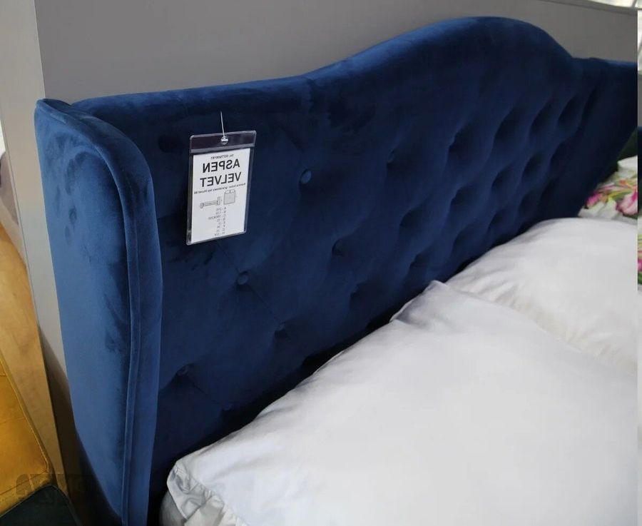 Двомісне ліжко Aspen 160 x 200 SIGNAL синій вельвет Польща