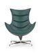 Крісло для відпочинку в вітальню, спальню Luxor сталь сірий / шкіра натуральна темно-зелений Halmar Польща