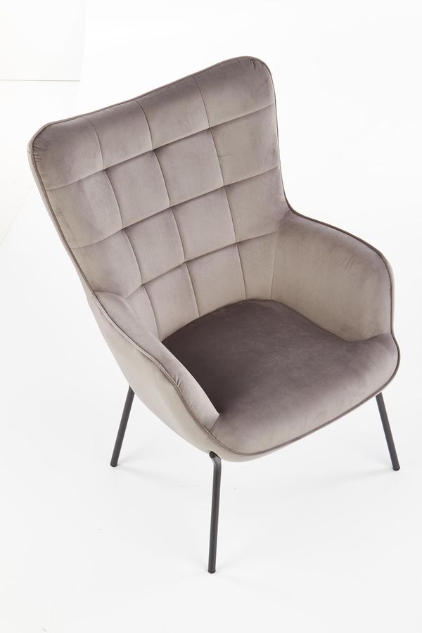 Крісло для відпочинку в вітальню, спальню Castel сталь чорний / оксамитова тканина сірий Halmar Польща