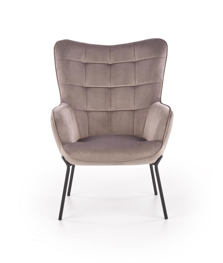 Кресло для отдыха в гостиную, спальню Castel сталь черный/бархатная ткань серый Halmar Польша
