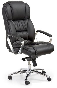 Крісло для кабінету Foster механізм Мультиблок, хромований метал / шкіра чорний Halmar Польща