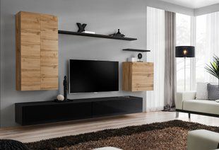 Комплект мебели в гостиную ASM Switch II SWT SW 2 Черный/Дуб Вотан из Польши фото - artos.in.ua