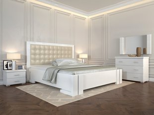 Двоспальне ліжко у спальню Амбер ARBOR DREV біле фото - artos.in.ua
