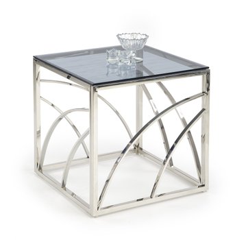 Журнальный столик квадратный в гостиную Universe стекло дымчатый/хромированная сталь серебристый Halmar Польша