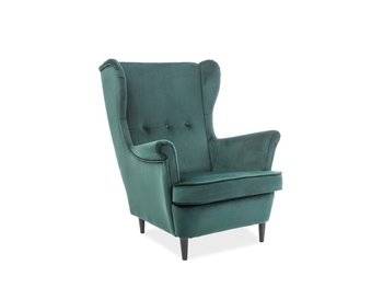 Кресло мягкое для отдыха Lord SIGNAL зелёная ткань на деревянных ножках Польша