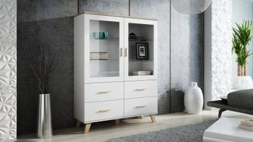Вітрина CAMA LOTTA 120 2D4S Дуб сонома/Білий фото - artos.in.ua