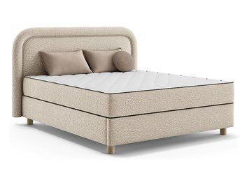 Ліжко континентальне BRW Silvo 160&times;200 &mdash; бежевий, з матрацом, з коробом, оббиті ніжки фото - artos.in.ua