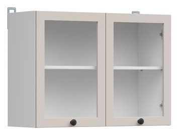 Шафа кухонна навісна BRW Junona Line 80 &mdash; білий / кашемір, 2 дверцята, скляний фасад фото - artos.in.ua