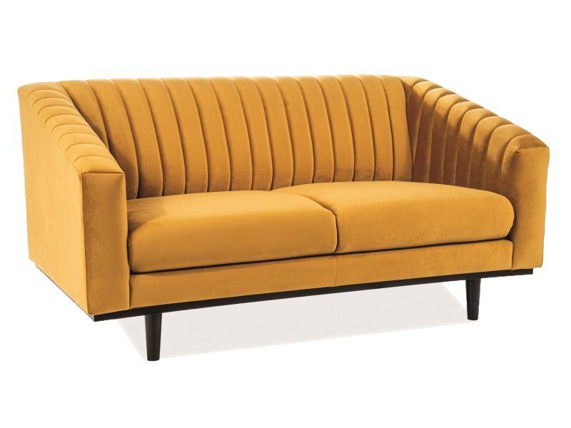 Мягкий диван ASPREY 2 SIGNAL 150x78x60 ткань Velvet цвета карри + деревянные ножки Польша