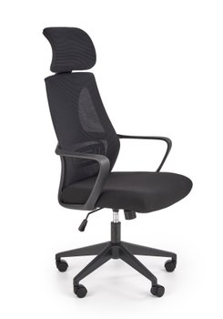 Кресло офисное с регулируемым подголовником Valdez механизм Tilt, металл черный/мембранная ткань, сетка черный Halmar Польша