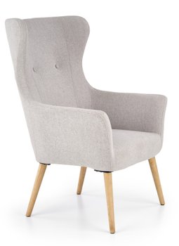 Крісло для відпочинку в вітальню, спальню Cotto натуральне дерево / тканина світло-сірий Halmar Польща