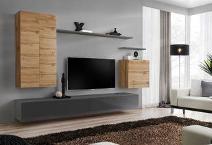 Комплект мебели в гостиную ASM Switch II WTG SW 2 Дуб Вотан/Графит из Польши фото - artos.in.ua