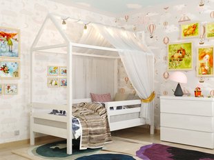 Ліжко для дітей Хатинка Джеррі ARBOR DREV Білий фото - artos.in.ua