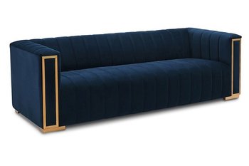 3-местный диван с бархатной обивкой VOGUE Signal - темно-синий/золотой Польша